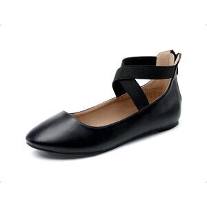 Dream Pairs Women Black/Pu Faux Suede Comfortable Elastic Ankle Straps Shoes